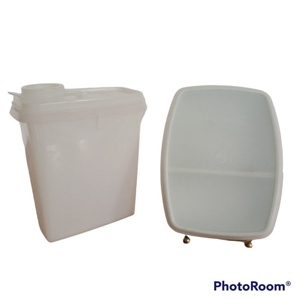 Tupperware Duo - Jr Store N Pour Cereal and Lid PLUS Slim Packette Divided Lunch